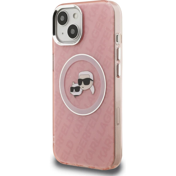 Karl Lagerfeld IML K&CH Heads Repeated Logo MagSafe kryt iPhone 15 ružový - Puzdra - Obrázok e0974765f3bc49afb25eded28d6febe3