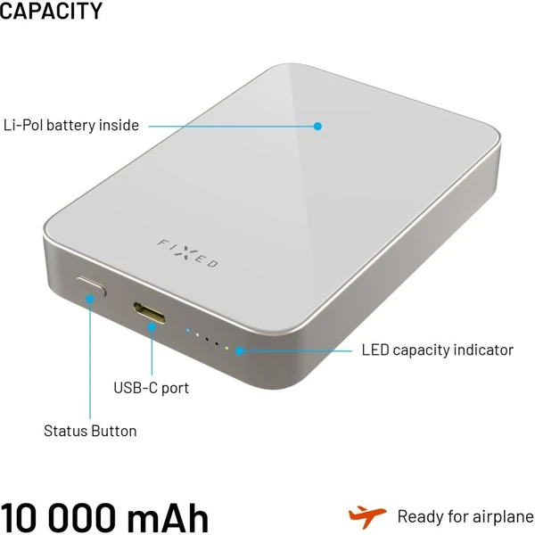 FIXED MagZen 10 Crystal MagSafe/Qi2 powerbanka, 10000mAh, titánová - Powerbanky - Obrázok e0aa670afbf0430f9c254ad2d51ff9e7