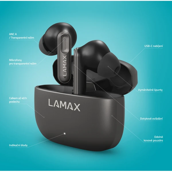 LAMAX SteelClips1 ANC bezdrôtové slúchadlá - Slúchadlá - Obrázok e105973579a64d34af9a76fe964e2388