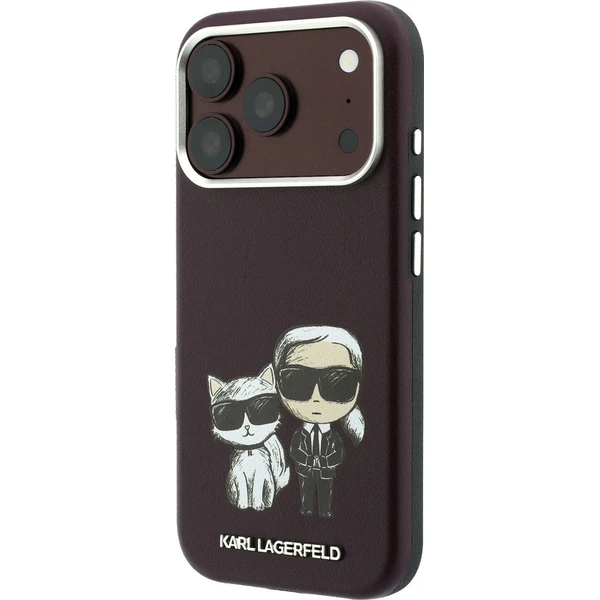 Karl Lagerfeld PU Semi Wrap Smooth Sketch Bodies Magsafe kryt iPhone 18 Pro vínový - Puzdra - Obrázok e15c958cc84b40aeaba24127dad34f7b