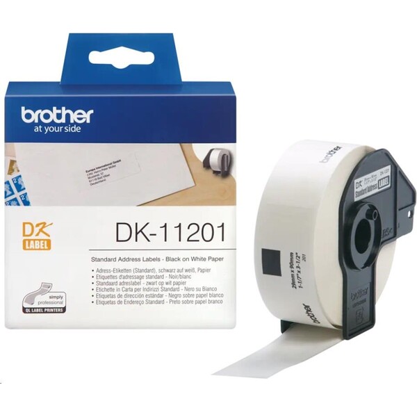 Brother DK11201 samolepiace štítky biele 29 mm x 90 mm