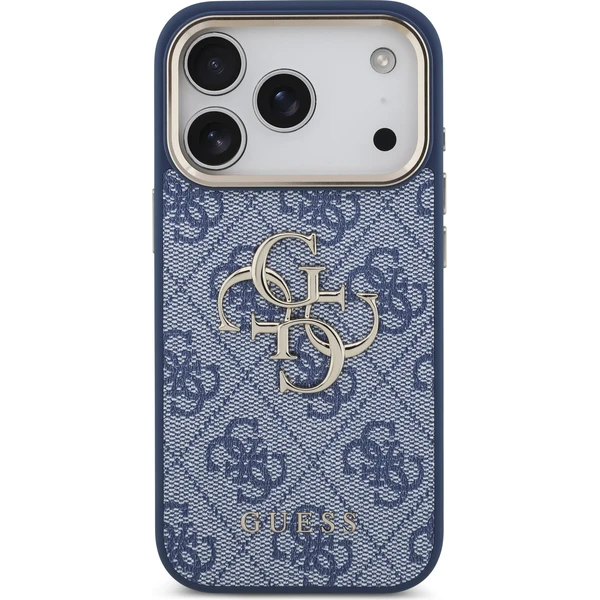 Guess PU Leather 4G Metal Logo Gold Frame Zadný kryt pre iPhone 18 Pro Blue - Puzdra - Obrázok e175642cd3c1445c85f6139b632dabf4