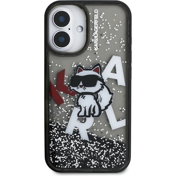 Karl Lagerfeld Liquid Glitter Scattered Chúpette kryt iPhone 16 čierny - Puzdra - Obrázok e232688ec0cb4f5dbf7697a6a18ac5a9