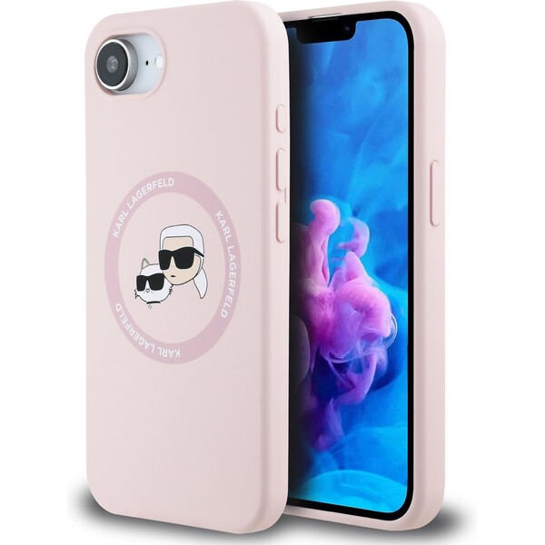 E-shop Karl Lagerfeld Liquid Silicone K&CH Heads MagSafe kryt iPhone 17e/16e ružový