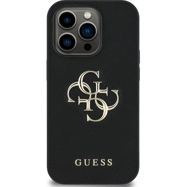 Guess PU Grained 4G Metal Logo kryt iPhone 14 Pre čierny - Puzdra - Obrázok e26bc543c24b478997ff81a8b2cc6c1a