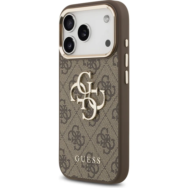 Guess PU Leather 4G Metal Logo Gold Frame MagSafe kryt iPhone 17 Pro hnedý - Puzdra - Obrázok e2c1d9def93d49659d3d7d8b4bdf74d9
