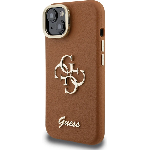 Guess PU Grained 4G Logo Stand Camera Frame kryt iPhone 15 hnedý - Puzdra - Obrázok e2dcc99e505641ffa8a18a2d358224ee