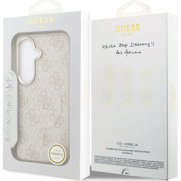 Guess PU Leather 4G Gold Frame Magnetický kryt Samsung Galaxy S26+ ružový - Puzdra - Obrázok e33203fc56ba4366a441ae4a5cab52c5