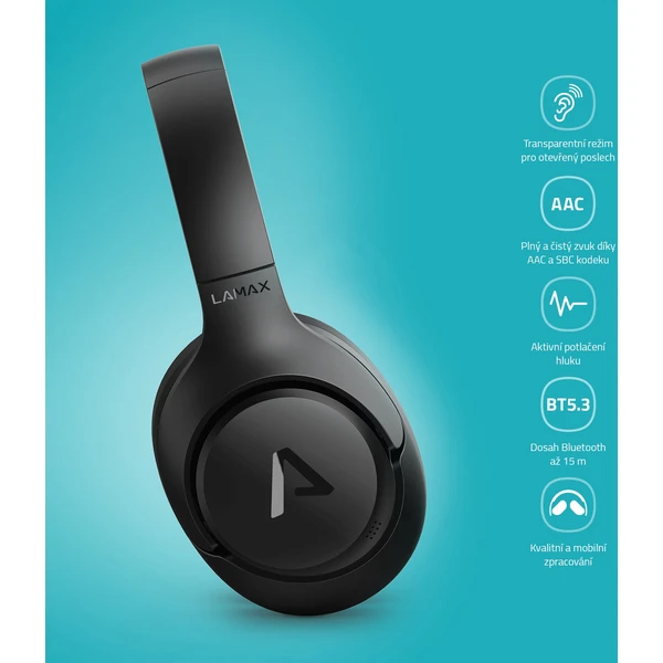 LAMAX BeatComfort1 ANC náhlavné slúchadlá čierna - Slúchadlá - Obrázok e336a3a401434ef186be7cd014f78c53