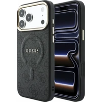 Guess PU Leather 4G Gold Frame Embossed MagSafe kryt iPhone 18 Pro Max čierny - Puzdra