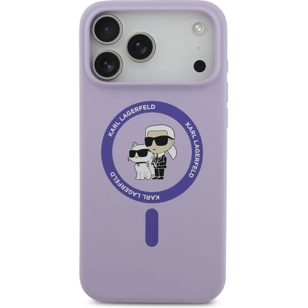 Karl Lagerfeld Liquid Silicone Karl a Choupette MagSafe kryt iPhone 17 Pro Max fialový - Puzdra - Obrázok e3df46460120467583dfbb2454f1b24a