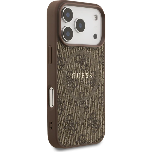 Guess PU Leather 4G Colored Ring MagSafe Zadný Kryt pre iPhone 17 Pro hnedý - Puzdra - Obrázok e40d23e64ef74021aaca9a4508e9e0a6