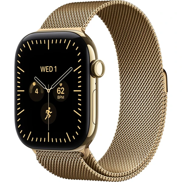 Apple Watch Series 12 Cellular (46mm) Zářivě zlatý titan se zářivě zlatým milánským tahem S/M - Inteligentné hodinky - Hlavný obrázok