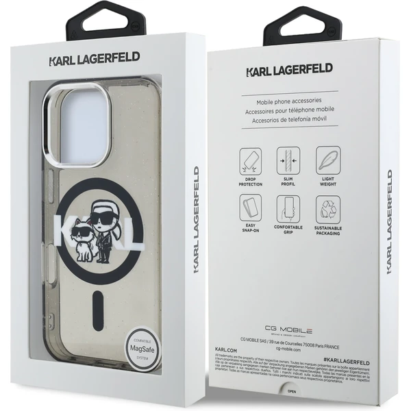 Karl Lagerfeld IML Glitter Karl and Choupette Sketch MagSafe kryt iPhone 16 Pro Max čierny - Puzdra - Obrázok e47fac5ea88c47a8920f0743e4449fdc