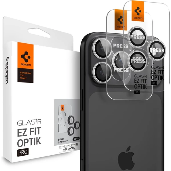 Spigen Glass TR EZ Fit Optik Pro skla iPhone 17-14 Pro/17-14 Pro Max silver (2 ks) - Ochranné fólie a sklo - Hlavný obrázok