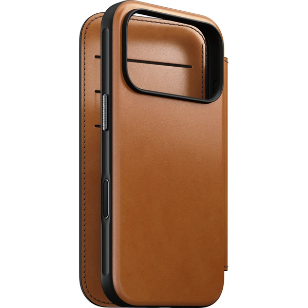 Nomad Modern Leather Folio (Horween) MagSafe kožené puzdro iPhone 17 Pro/18 Pro Saddle - Puzdra - Obrázok e4a84b5eee0f4b4ca88770e34e7db022