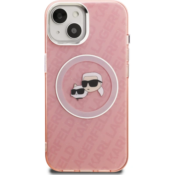 Karl Lagerfeld IML K&CH Heads Repeated Logo MagSafe kryt iPhone 15 ružový - Puzdra - Obrázok e4ae672cfc714a5c990bc32548948fed
