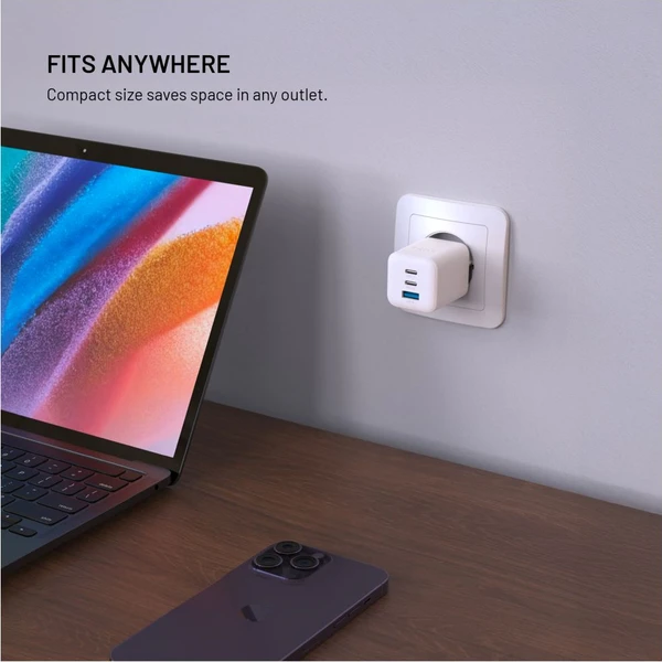 FIXED Mini GaN nabíjačka s 2x USB-C/USB-A a podporou PD, 65W, biela - Nabíjačky - Obrázok e4e4cfeb75fb43c6b94fb218dfaf4f90