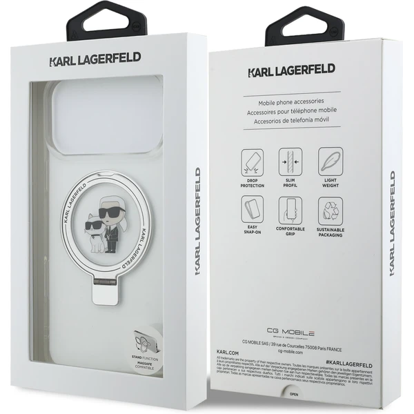 Karl Lagerfeld Ringstand Karl a Choupette MagSafe kryt iPhone 17 Pro Max biely - Puzdra - Obrázok e4fb9c2698a74610a23d6b24faf0ae1a