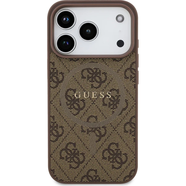 Guess PU Leather 4G Colored Ring MagSafe Zadný Kryt pre iPhone 17 Pro hnedý - Puzdra - Obrázok e50ee477839e43f3bd5f141fd9b46606