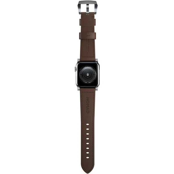 Nomad Traditional kožený remienok Apple Watch Ultra (49mm) 8/7 (45mm)/6/SE/5/4 hnedý/strieborné prac - Remienky - Obrázok e53016ddb4ad4d8b9b04d904da842f58