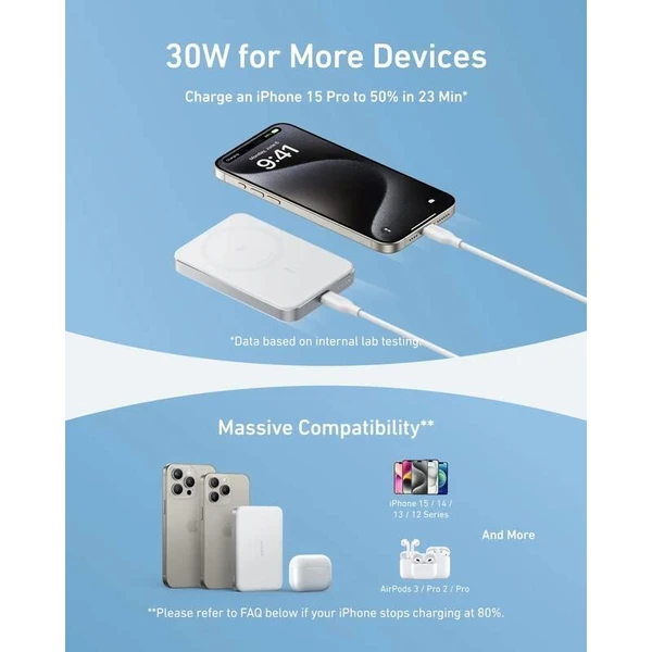 Anker MagGo Qi2/MagSafe powerbanka (10000mAh) 30W biela - Powerbanky - Obrázok e54412ba34e44804b008727feda8ad85