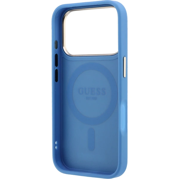 Guess PU 4G Ring Stand MagSafe Zadný kryt pre iPhone 18 Pro Blue - Puzdra - Obrázok e55a82a958744eb0852b58eb0c9f630b