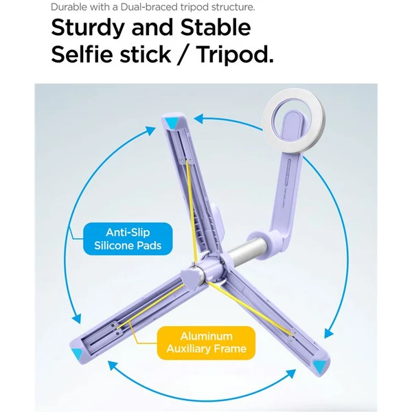 Spigen MagSafe Tripod Selfie Stick, lavender - Držiaky - Obrázok e55b72202a4941bab193e9ddb8602087