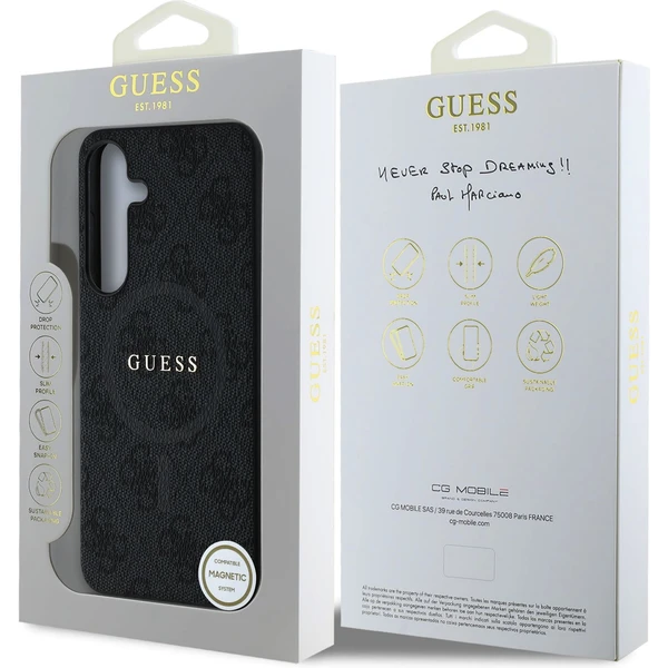 Guess PU Leather 4G Colored Ring MagSafe kryt Samsung Galaxy S25+ čierny - Puzdra - Obrázok e57d18fe88b04d3cabf878fb82ef21dc