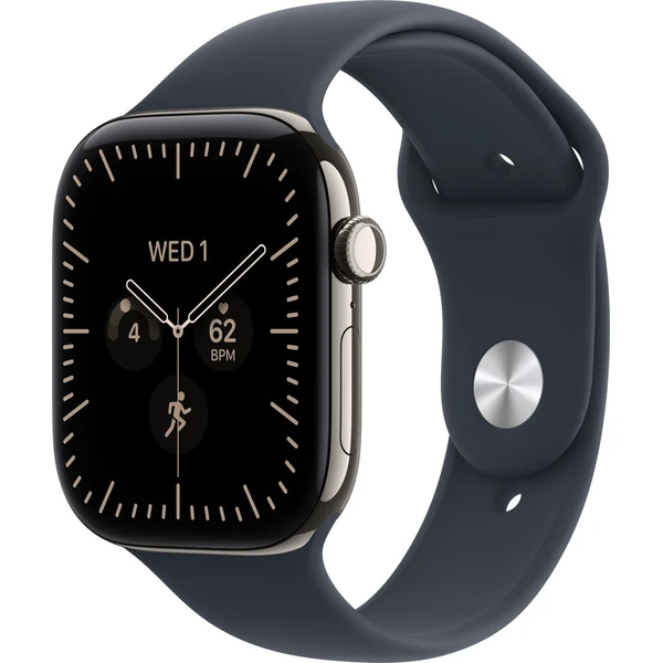 Apple Watch Series 12 Cellular (46mm) Přírodní titan s námořnicky modrým sportovním řemínkem S/M - Inteligentné hodinky - Hlavný obrázok
