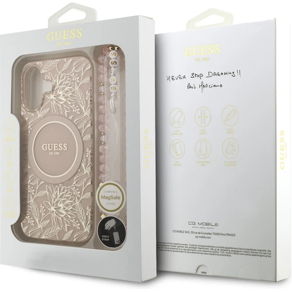 Guess IML Flowers Allover Strap MagSafe kryt iPhone 17 ružový - Puzdra - Obrázok e60b8e7f66b64536954470694be73808