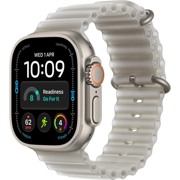 Apple Watch Ultra 4 49mm Přírodní titan s průsvitně šedým Oceánským řemínkem - Inteligentné hodinky - Hlavný obrázok