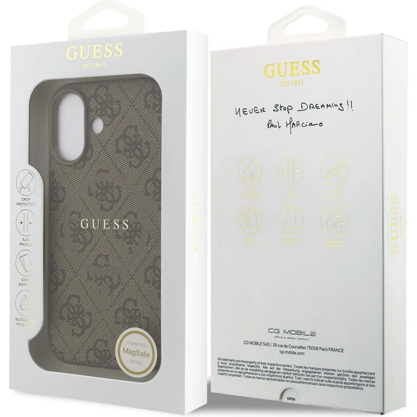 Guess PU Leather 4G Colored Ring MagSafe Zadný Kryt pre iPhone 17 hnedý - Puzdra - Obrázok e62f998bfc6f4d6cb3237e51a4c3b94c
