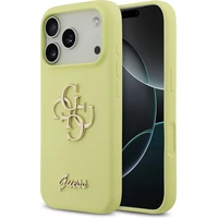 Guess Liquid Silicone 4G Metal Logo kryt iPhone 17 Pro žltý - Puzdra