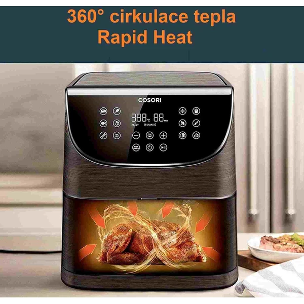 Cosori CP158-AF PREMIUM teplovzdušná fritéza 5,5 L + 5x špíz a gril. rošt čierna - Fritézy - Obrázok e69c51db2e9e4c51b389463f9b4ee80a