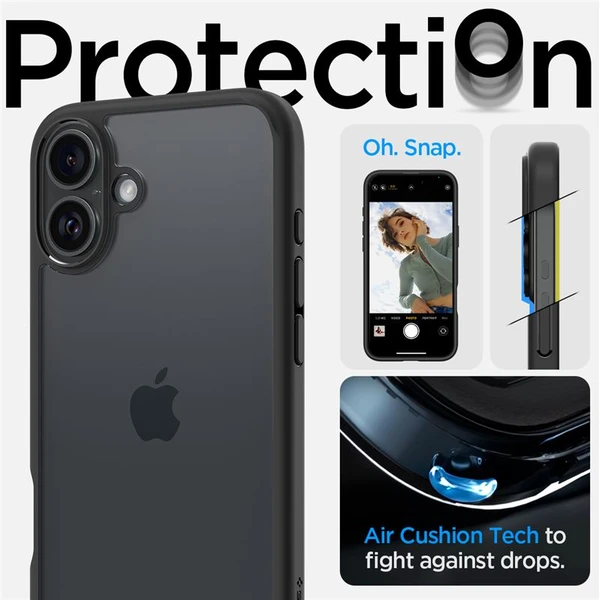 Spigen Ultra Hybrid kryt iPhone 16 matte black - Puzdra - Obrázok e6aa49dd57c8470a99db7c637e9ed8bc