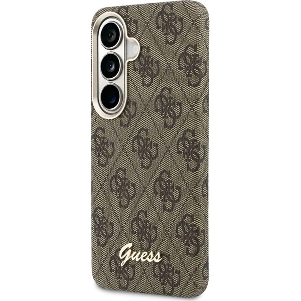 Guess PU 4G Script Metal Logo Magnetický kryt Samsung Galaxy S26 hnedý - Puzdra - Obrázok e6bc54354f6549aa9d48eaff7c946456