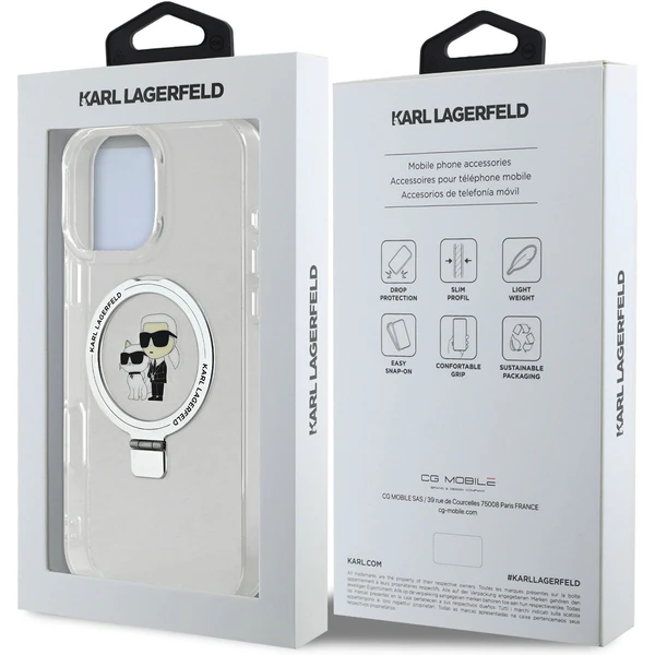 Karl Lagerfeld Ringstand Karl and Choupette MagSafe kryt pre iPhone 16 Pro Max biely - Puzdra - Obrázok e6d09013545c4e8ca85481dabe20a1b1