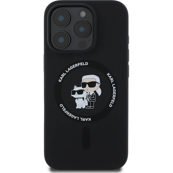 Karl Lagerfeld Liquid Silicone Karl a Choupette MagSafe kryt iPhone 16 Pro čierny - Puzdra - Obrázok e6f8a3b0762243dcbcb58f44089b353d