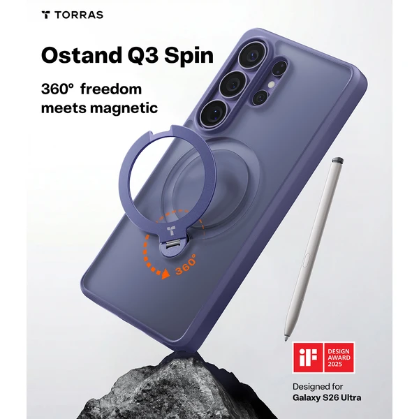 Torras Ostand Q3 Spin MagSafe kryt Samsung Galaxy S26 Ultra violet surge - Puzdra - Obrázok e735dcd82e554788b0902bbce289964c