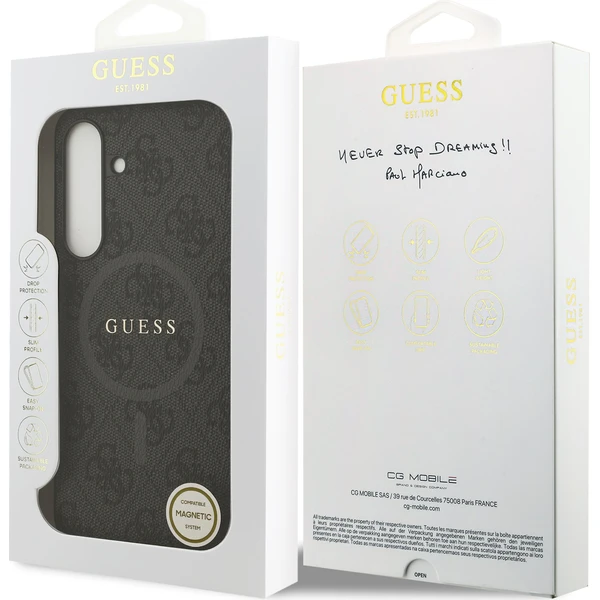 Guess PU Leather 4G Colored Ring MagSafe Zadný Kryt pre Samsung Galaxy S25 FE čierny - Puzdra - Obrázok e78a5c46b866468197e7a38e242526e0