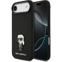 Karl Lagerfeld Liquid Silicone Metal Ikonik kryt iPhone Air čierny - Puzdra