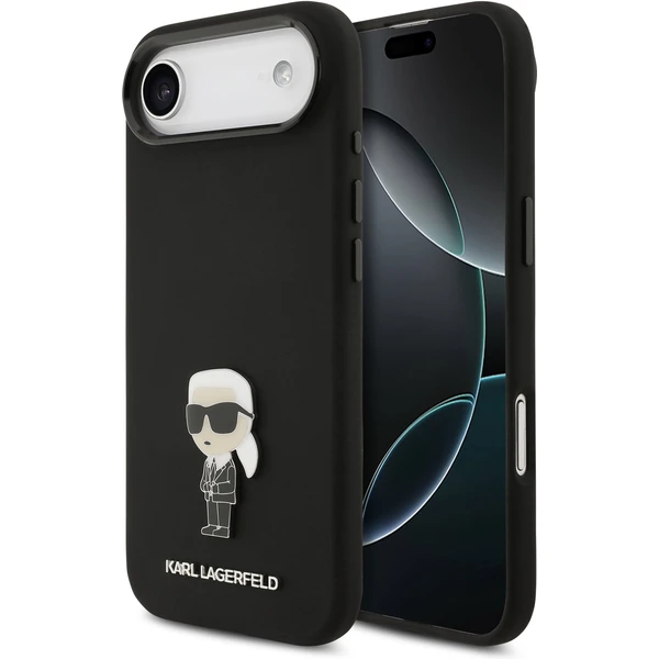 Karl Lagerfeld Liquid Silicone Metal Ikonik kryt iPhone Air čierny - Puzdra - Hlavný obrázok
