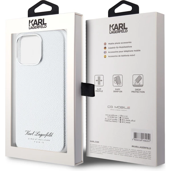 Karl Lagerfeld Grained PU Hotel RSG zadný kryt pre iPhone 15 Pro Max sivý - Puzdra - Obrázok e80ac6f698974cb09968443c5aa4f357