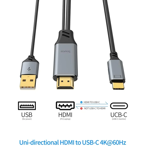 PremiumCord HDMI 2.0/USB-C kábel 4K 2m čierny - Káble a redukcie - Obrázok e80cea148ae640e7b71a313622067758