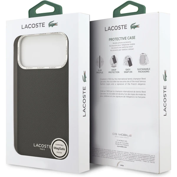 Lacoste PU Leather Champs Elysees MagSafe kryt iPhone 17 Pro Max čierny - Puzdra - Obrázok e84884c5a9c2444e9062ecd9381b1cff