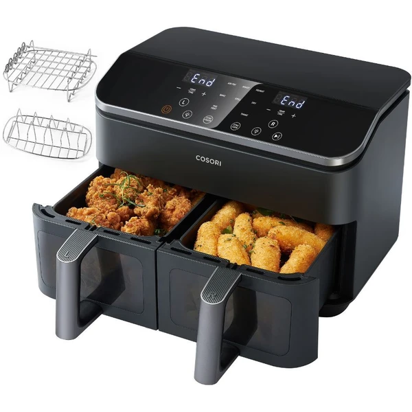 Cosori Dual Basket teplovzdušná fritéza 8,5 l + 5x špíz a rošt čierna - Fritézy - Obrázok e849bd6399854fd0a2574e1032436032