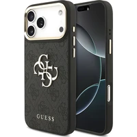 Guess PU Leather 4G Metal Logo Gold Frame kryt iPhone 18 Pro Max čierny - Puzdra