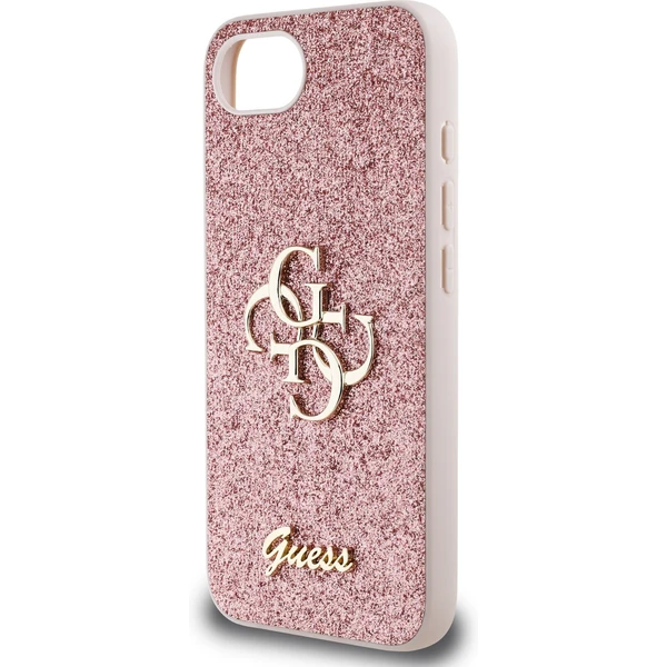 Guess PU Fixed Glitter 4G Metal Logo kryt iPhone 17e/16e ružový - Puzdra - Obrázok e8806bef18b441ba8aaf557af7609358