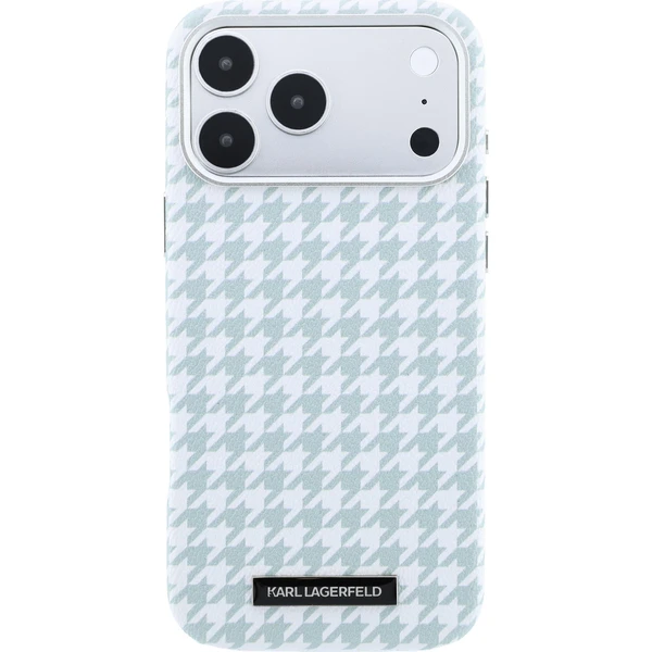 Karl Lagerfeld PU Houndstooth Resin Plate MagSafe kryt iPhone 17 Pro Max modrý - Puzdra - Obrázok e89439eca46f4e1eba5d907cba5cb376